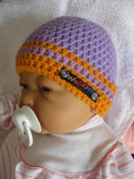 Baby Newborn cap lilac orange