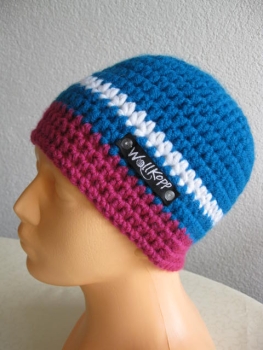 Beanie cap with reflector-stripe-turquoise